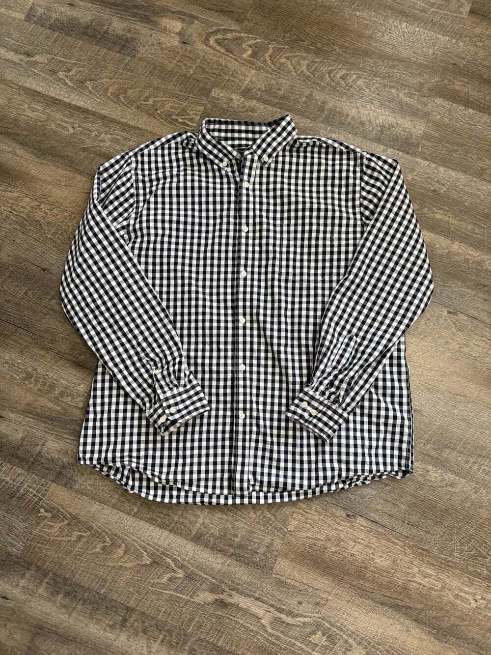 Double Pump Button Down Shirt Men's Large Blue/White Check Long Sleeve 2XL